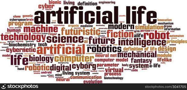 Artificial life word cloud concept. Vector illustration