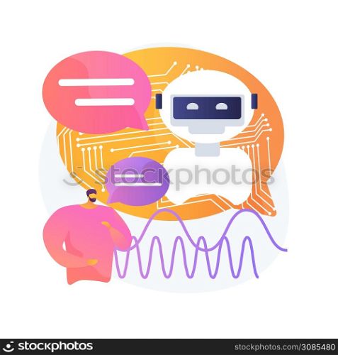 Artificial neural network training. Algorithm processing. Speech recognition, identity verification, information handling. Humanoid cyborg. Vector isolated concept metaphor illustration.. Artificial neural network training vector concept metaphor