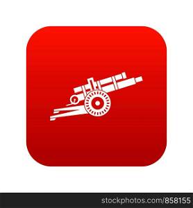 Artillery gun icon digital red for any design isolated on white vector illustration. Artillery gun icon digital red