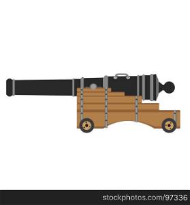 Artillery set cannon vector illustration weapon army icon war military isolated fire gun battle vintage old