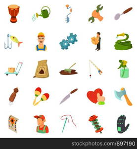 Artisanal icons set. Cartoon set of 25 artisanal vector icons for web isolated on white background. Artisanal icons set, cartoon style