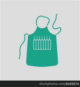 Artist apron icon. Gray background with green. Vector illustration.