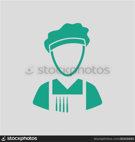 Artist icon. Gray background with green. Vector illustration.