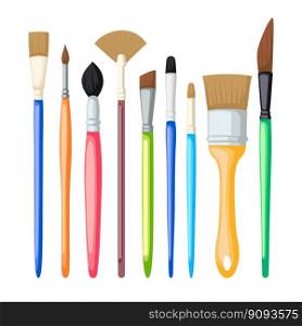 artist paint brush set cartoon. art painter, tool equipment, drawing craft, work oil, handle artist paint brush vector illustration. artist paint brush set cartoon vector illustration