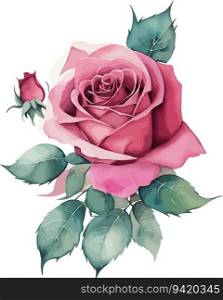 Artistic Beauty: Watercolor Rose with Delicate Outline for Tattoo Design