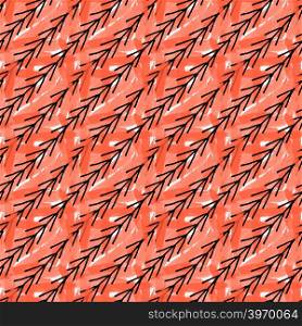 Artistic color brushed orange texture with diagonal chevrons.Hand drawn with ink and marker brush seamless background.Abstract color splush and scribble design.