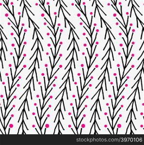Artistic color brushed wavy chevron with pink dots.Hand drawn with ink and marker brush seamless background.Abstract color splush and scribble design.