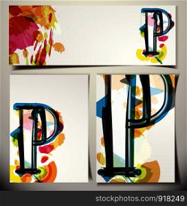 Artistic Greeting Card Font vector Illustration - Letter P