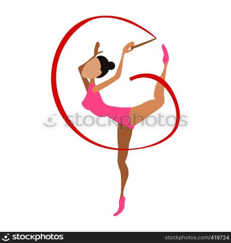 Artistic gymnast cartoon character. Single symbol on a white background. Artistic gymnast cartoon character