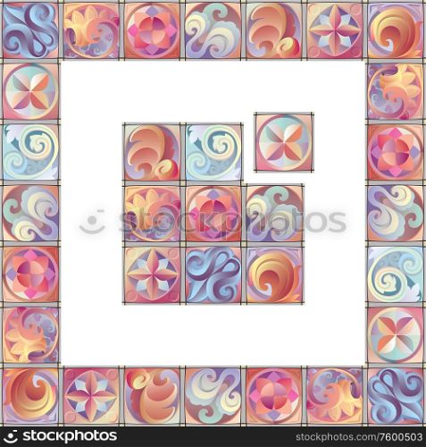 Artistic Ornamental Frame. The artistic ornamental frame consists of the separate design elements with the floral motifs.Editable vector EPS v9.0.