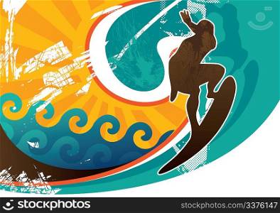 Artistic retro surfing poster