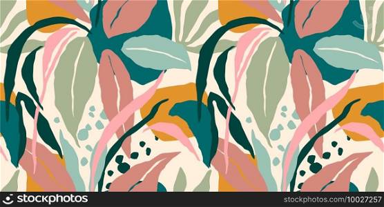 Artistic seamless pattern with abstract leaves. Modern design for paper, cover, fabric, interior decor and other users.. Artistic seamless pattern with abstract leaves. Modern design for paper, cover, fabric, interior decor and other