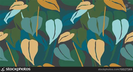 Artistic seamless pattern with abstract leaves. Modern design for paper, cover, fabric, interior decor and other use.. Artistic seamless pattern with abstract leaves. Modern design for paper, cover, fabric, interior decor and other