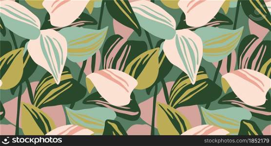 Artistic seamless pattern with abstract leaves. Modern design for paper, cover, fabric, interior decor and other users.. Artistic seamless pattern with abstract leaves. Modern design.