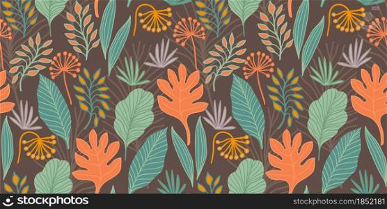 Artistic seamless pattern with abstract leaves. Modern design for paper, cover, fabric, interior decor and other users.. Artistic seamless pattern with abstract leaves. Modern design