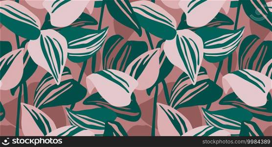 Artistic seamless pattern with abstract leaves. Modern design for paper, cover, fabric, interior decor and other use.. Artistic seamless pattern with abstract leaves. Modern design for paper, cover, fabric, interior decor and other.
