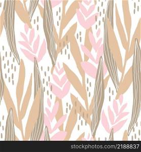 Artistic seamless pattern with abstract plants. Colorful floral illustration for paper and gift wrap. Fabric print modern design. Creative stylish background.