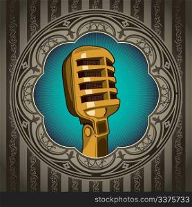 Artistic vintage background with old microphone