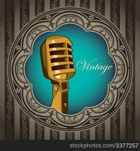 Artistic vintage banner with old microphone