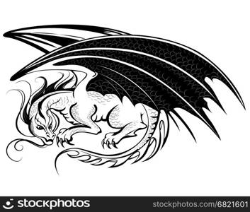 artistically painted black dragon on a white background.&#xA;