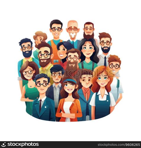  artoon group of people. Vector illustration.