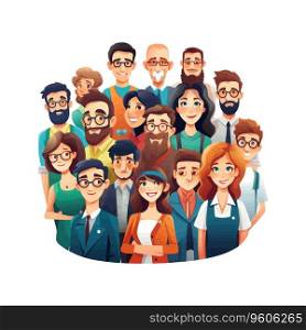  artoon group of people. Vector illustration.