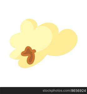  artoon kernel popcorn and pop corn snack. Tasty icon grain maize and salty eat. Caramel sweetcorn for movie and isolated single nutrition. Closeup fluffy treat vector illustration