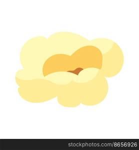?artoon kernel popcorn and pop corn snack. Tasty icon grain maize and salty eat. Caramel sweetcorn for movie and isolated single nutrition. Closeup fluffy treat vector illustration
