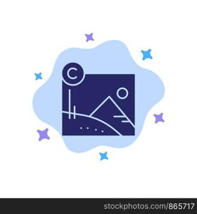 Artwork, Business, Copyright, Copyrighted Blue Icon on Abstract Cloud Background