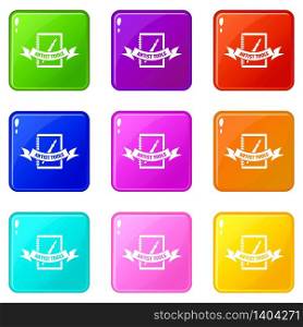 Artwork icons set 9 color collection isolated on white for any design. Artwork icons set 9 color collection