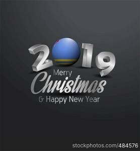 Aruba Flag 2019 Merry Christmas Typography. New Year Abstract Celebration background