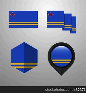Aruba flag design set vector