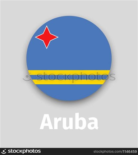 Aruba flag, round icon with shadow isolated vector illustration. Aruba flag, round icon