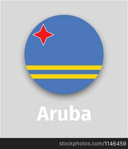 Aruba flag, round icon with shadow isolated vector illustration. Aruba flag, round icon