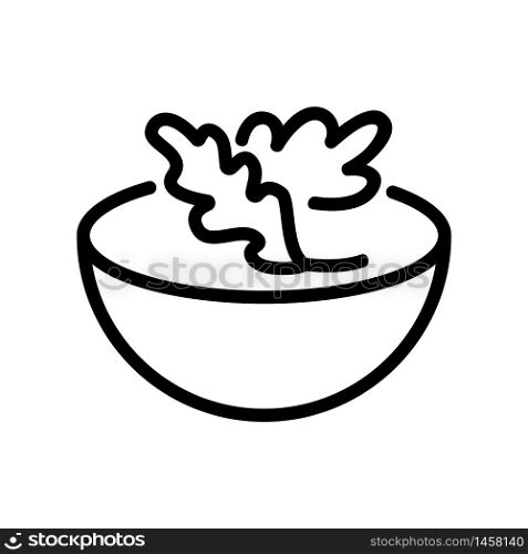 arugula in salad bowl icon vector. arugula in salad bowl sign. isolated contour symbol illustration. arugula in salad bowl icon vector outline illustration