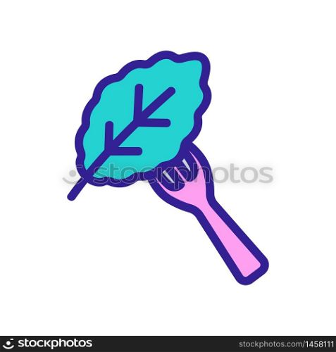 arugula on fork icon vector. arugula on fork sign. color symbol illustration. arugula on fork icon vector outline illustration