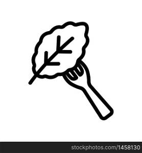 arugula on fork icon vector. arugula on fork sign. isolated contour symbol illustration. arugula on fork icon vector outline illustration