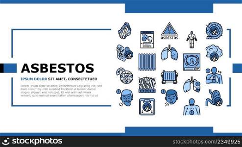 Asbestos Material And Problem Landing Web Page Header Banner Template Vector. Asbestos Removal Service Protection, Lung Abdominal Pain Mesothelioma Health Disease Painful Coughing Symptom Illustration. Asbestos Material And Problem Landing Header Vector