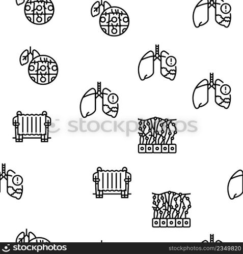 Asbestos Material And Problem Vector Seamless Pattern Thin Line Illustration. Asbestos Material And Problem Vector Seamless Pattern