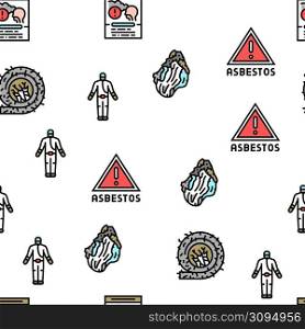 Asbestos Material And Problem Vector Seamless Pattern Thin Line Illustration. Asbestos Material And Problem Vector Seamless Pattern