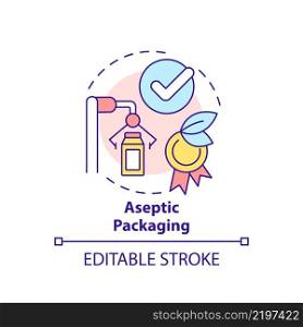 Aseptic packaging concept icon. Bacterium free product. Advantages of UHT milk abstract idea thin line illustration. Isolated outline drawing. Editable stroke. Arial, Myriad Pro-Bold fonts used. Aseptic packaging concept icon