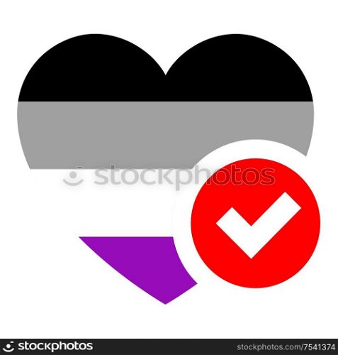 Asexual pride flag in heart shape, vector illustration for your design. flag in heart shape, vector illustration for your design