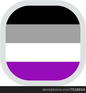 Asexual pride flag, rounded square shape icon on white background, vector illustration. rounded square with flag pride lgbt