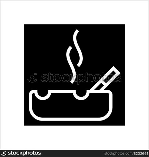 Ashtray Icon, Cigarette Ashtray Vector Art Illustration