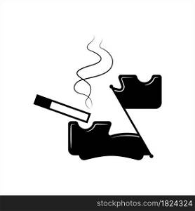 Ashtray Icon, Cigarette Cigar Ashtray Vector Art Illustration