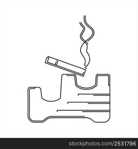 Ashtray Icon, Cigarette Cigar Ashtray Vector Art Illustration