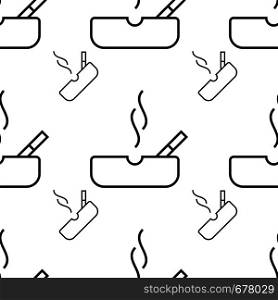 Ashtray Icon Seamless Pattern, Cigarette Ashtray Seamless Pattern Vector Art Illustration