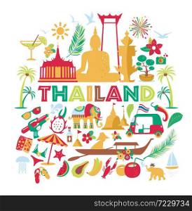 Asia Culture - Bangkok Thailand Vector Illustration. Asia Culture set of bruight icons - Bangkok Thailand Vector Illustration on white background.