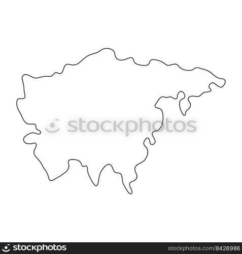 Asia line continent. Asian linear map. Vector isolated on white.. Asia line continent.