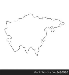 Asia line continent. Asian linear map. Vector isolated on white.. Asia line continent.